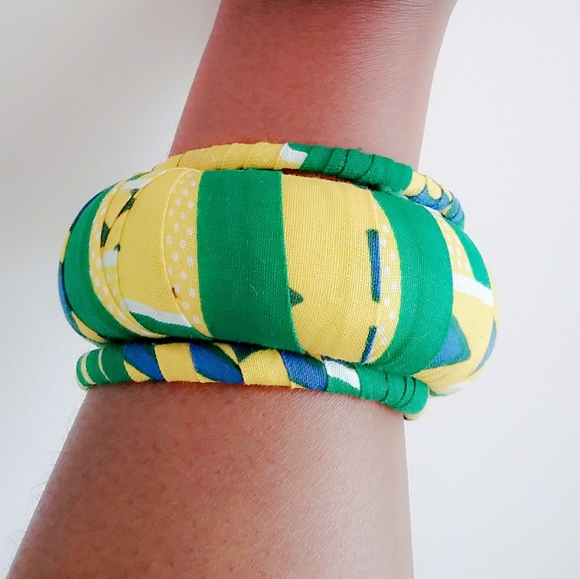 3 Sets Green Fabric Bracelets for Women - Picture 2 of 4